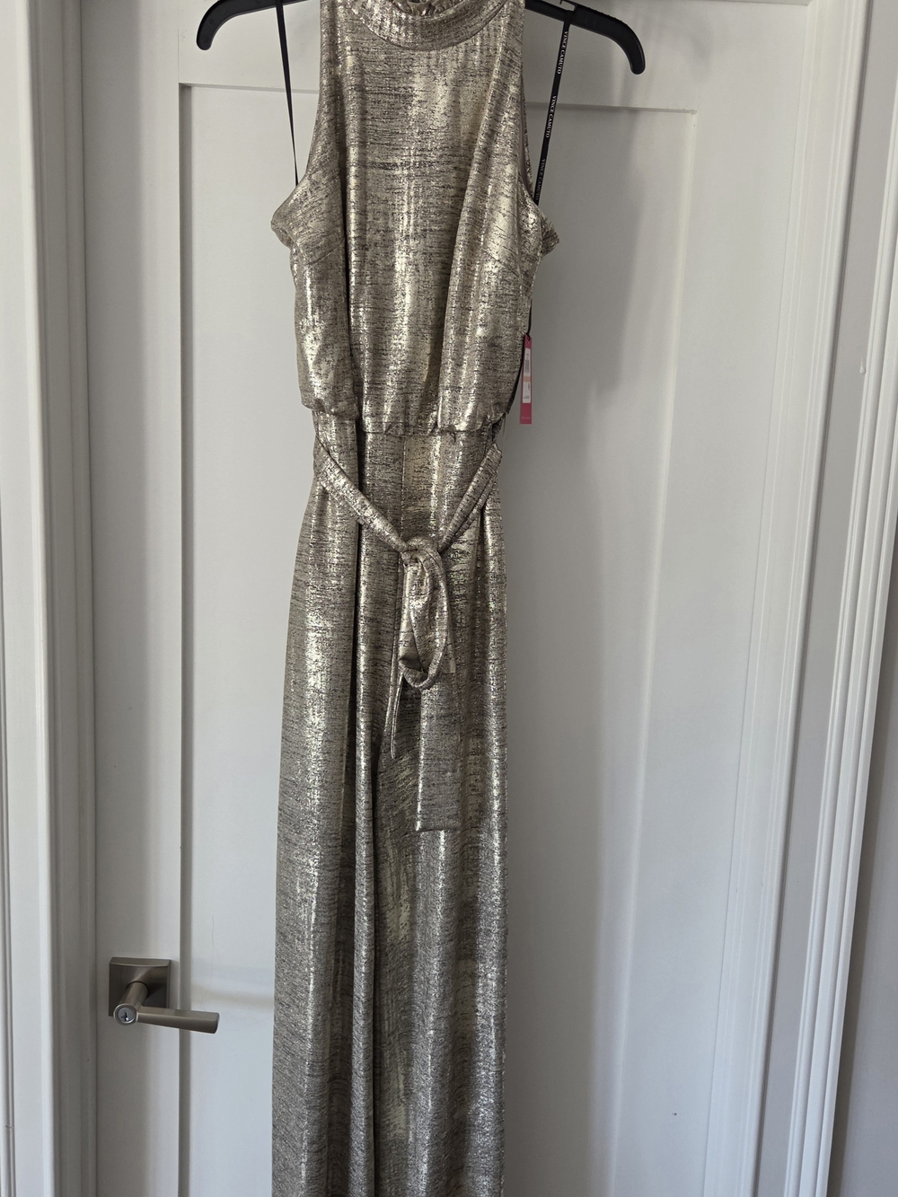 Vince Camuto Metallic Gold Long Sleeve Jumpsuit